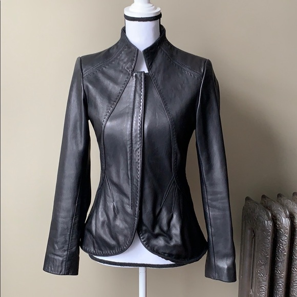 Tahari Jackets & Blazers - Tahiti “Gwenda” Black Leather ZIP Lined Jacket